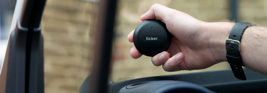 Ticker's black box held in a van driver's hand