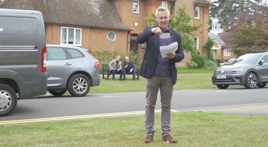 Gary Lineker in a van