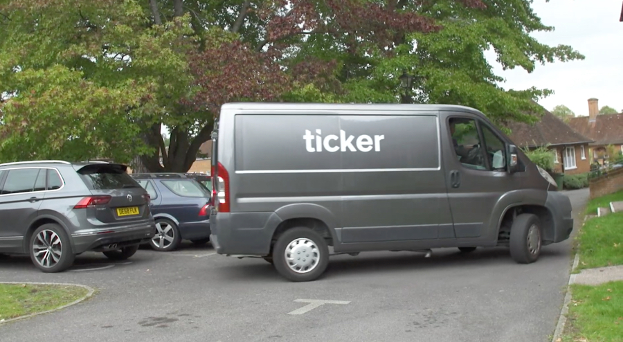 Gary Lineker in a van