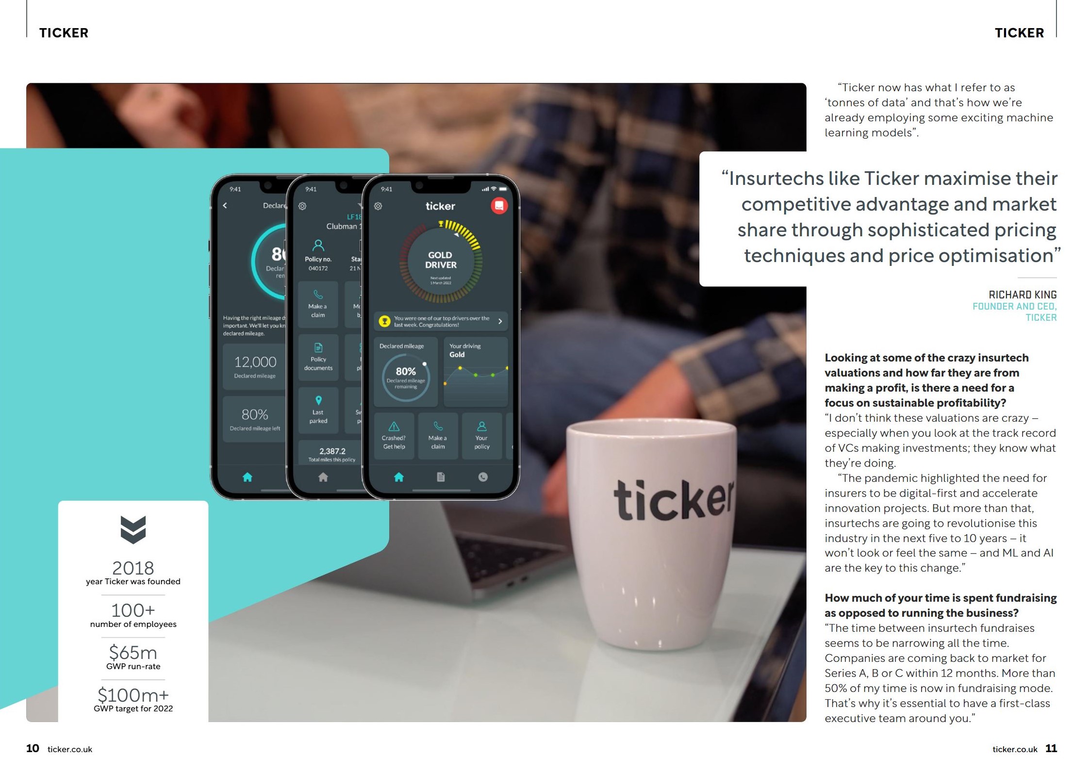 Ticker founder and CEO Richard King interviewed in InsurTech Magazine